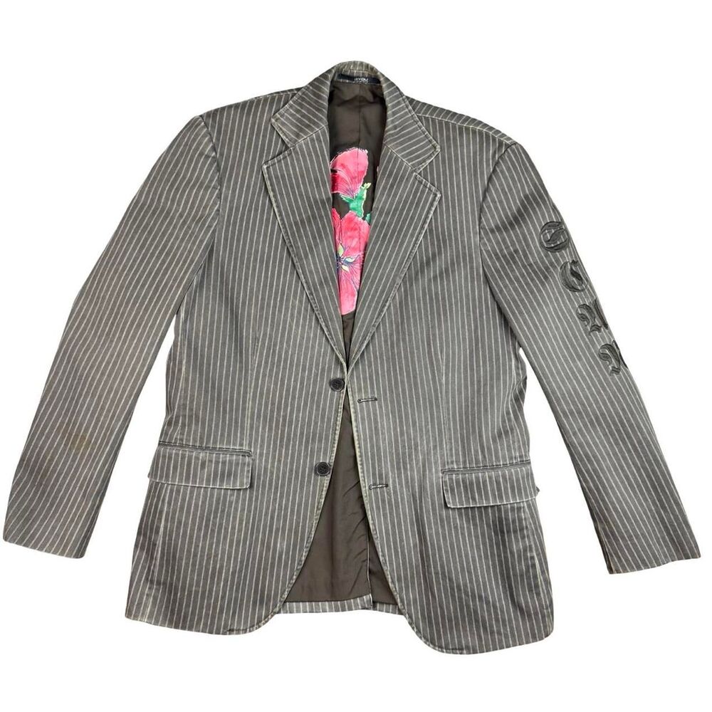 4YOU Scandinavia Men's Chocolate Brown Pinstripe Statement Jacket